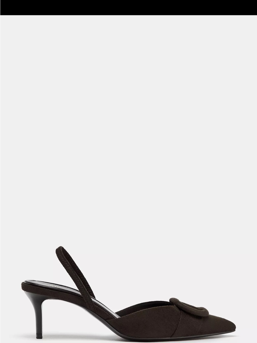 Zara Dark Brown Pointed Slingback Kitten Heel